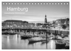 Hamburg monochrome Impressionen (Tischkalender 2025 DIN A5 quer), CALVENDO Monatskalender