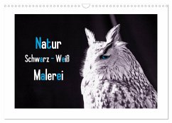 Natur schwarz - weiß Malerei (Wandkalender 2025 DIN A3 quer), CALVENDO Monatskalender