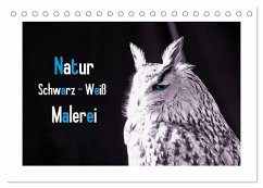 Natur schwarz - weiß Malerei (Tischkalender 2025 DIN A5 quer), CALVENDO Monatskalender
