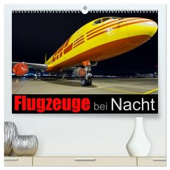 Flugzeuge bei Nacht (hochwertiger Premium Wandkalender 2025 DIN A2 quer), Kunstdruck in Hochglanz