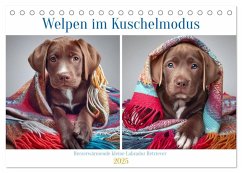 Welpen im Kuschelmodus - Herzerwärmende kleine Labrador Retriever (Tischkalender 2025 DIN A5 quer), CALVENDO Monatskalender