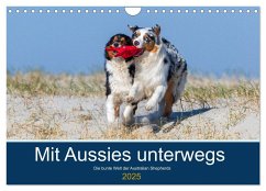 Mit Aussies unterwegs - Die bunte Welt der Australian Shepherds (Wandkalender 2025 DIN A4 quer), CALVENDO Monatskalender