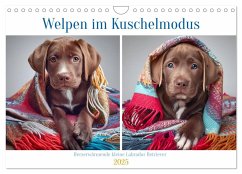 Welpen im Kuschelmodus - Herzerwärmende kleine Labrador Retriever (Wandkalender 2025 DIN A4 quer), CALVENDO Monatskalender