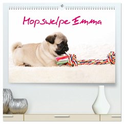 Mopswelpe Emma (hochwertiger Premium Wandkalender 2025 DIN A2 quer), Kunstdruck in Hochglanz