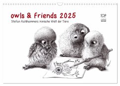 owls & friends 2025 (Wandkalender 2025 DIN A3 quer), CALVENDO Monatskalender