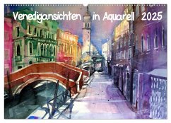 Venedigansichten in Aquarell (Wandkalender 2025 DIN A2 quer), CALVENDO Monatskalender
