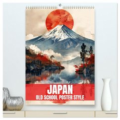 Japan - Old School Poster Style (hochwertiger Premium Wandkalender 2025 DIN A2 hoch), Kunstdruck in Hochglanz