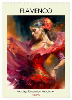 Flamenco. Anmutige Tänzerinnen. Illustrationen (Wandkalender 2025 DIN A2 hoch), CALVENDO Monatskalender