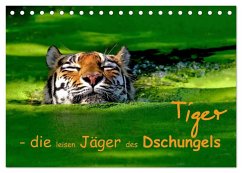 Tiger - die leisen Jäger des Dschungels (Tischkalender 2025 DIN A5 quer), CALVENDO Monatskalender - Calvendo;Krone, Elke