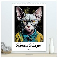 Hipster Katzen (hochwertiger Premium Wandkalender 2025 DIN A2 hoch), Kunstdruck in Hochglanz