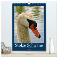 Stolze Schwäne (hochwertiger Premium Wandkalender 2025 DIN A2 hoch), Kunstdruck in Hochglanz - Calvendo;Löwer, Sabine