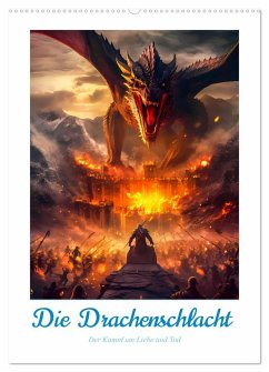 Die Drachenschlacht (Wandkalender 2025 DIN A2 hoch), CALVENDO Monatskalender