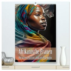 Afrikanische Frauen - Portraits im Stil der afrikanischen Kultur (hochwertiger Premium Wandkalender 2025 DIN A2 hoch), Kunstdruck in Hochglanz - Calvendo;Brunner-Klaus, Liselotte