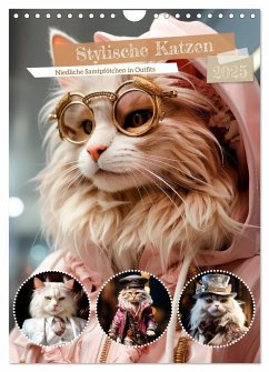 Stylische Katzen (Wandkalender 2025 DIN A4 hoch), CALVENDO Monatskalender