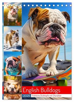 English Bulldogs. Fröhliche Dickköpfe mit Charakter (Tischkalender 2025 DIN A5 hoch), CALVENDO Monatskalender