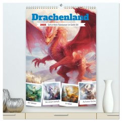 Drachenland. Gefürchtete Fabelwesen im Gotik-Stil (hochwertiger Premium Wandkalender 2025 DIN A2 hoch), Kunstdruck in Hochglanz