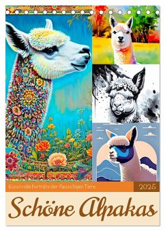 Schöne Alpakas (Tischkalender 2025 DIN A5 hoch), CALVENDO Monatskalender