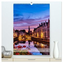 Dämmerung in Gent und Brügge (hochwertiger Premium Wandkalender 2025 DIN A2 hoch), Kunstdruck in Hochglanz