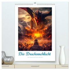 Die Drachenschlacht (hochwertiger Premium Wandkalender 2025 DIN A2 hoch), Kunstdruck in Hochglanz