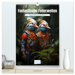 Fantastische Federwelten (hochwertiger Premium Wandkalender 2025 DIN A2 hoch), Kunstdruck in Hochglanz