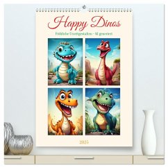 Happy Dinos (hochwertiger Premium Wandkalender 2025 DIN A2 hoch), Kunstdruck in Hochglanz - Calvendo;Illgen, Cathrin