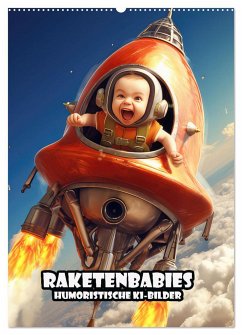 Raketenbabies - Humoristische KI-Bilder (Wandkalender 2025 DIN A2 hoch), CALVENDO Monatskalender
