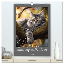 Süße flauschige Katzen (hochwertiger Premium Wandkalender 2025 DIN A2 hoch), Kunstdruck in Hochglanz