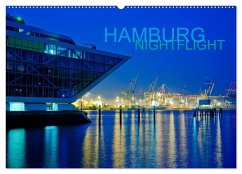 HAMBURG - NIGHTFLIGHT (Wandkalender 2025 DIN A2 quer), CALVENDO Monatskalender