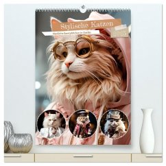 Stylische Katzen (hochwertiger Premium Wandkalender 2025 DIN A2 hoch), Kunstdruck in Hochglanz