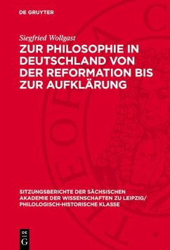 Cover Zur Philosophie in Deutschland von der Reformation bis zur Aufklärung (eBook, PDF)