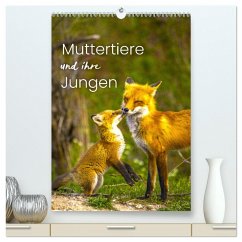 Muttertiere und ihre Jungen (hochwertiger Premium Wandkalender 2025 DIN A2 hoch), Kunstdruck in Hochglanz