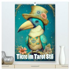 Tiere im Tarot Stil (hochwertiger Premium Wandkalender 2025 DIN A2 hoch), Kunstdruck in Hochglanz