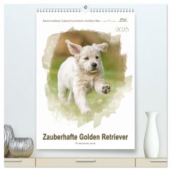 Zauberhafte Golden Retriever (hochwertiger Premium Wandkalender 2025 DIN A2 hoch), Kunstdruck in Hochglanz