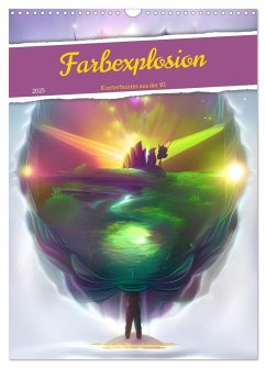 Farbexplosion - Kunterbuntes aus der KI (Wandkalender 2025 DIN A3 hoch), CALVENDO Monatskalender