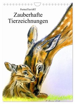 PortraiTierART Zauberhafte Tierzeichnungen (Wandkalender 2025 DIN A4 hoch), CALVENDO Monatskalender