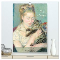 Beste Freunde - Tierliebe Kunstkalender (hochwertiger Premium Wandkalender 2025 DIN A2 hoch), Kunstdruck in Hochglanz