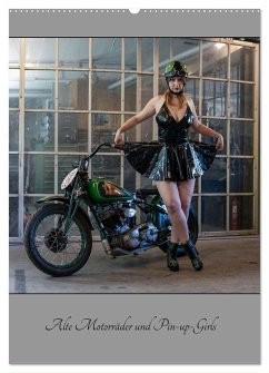 Alte Motorräder und Pin-up-Girls (Wandkalender 2025 DIN A2 hoch), CALVENDO Monatskalender - Calvendo;woodplane