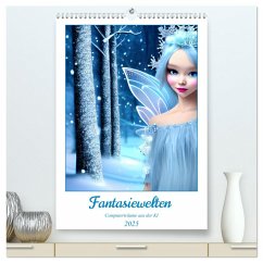 Fantasiewelten - Computerträume aus der KI (hochwertiger Premium Wandkalender 2025 DIN A2 hoch), Kunstdruck in Hochglanz - Calvendo;aka stine1, Christine