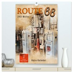 Route 66 - 2451 Meilen (hochwertiger Premium Wandkalender 2025 DIN A2 hoch), Kunstdruck in Hochglanz