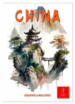 China - Aquarellmalerei (Wandkalender 2025 DIN A2 hoch), CALVENDO Monatskalender