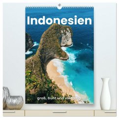 Indonesien - groß, bunt und vielfältig. (hochwertiger Premium Wandkalender 2025 DIN A2 hoch), Kunstdruck in Hochglanz - Calvendo;Monkey, Happy