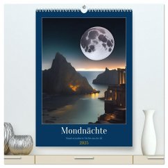 Mondnächte- Mondverzauberte Nächte aus der KI (hochwertiger Premium Wandkalender 2025 DIN A2 hoch), Kunstdruck in Hochglanz