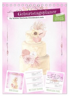 Geburtstagsplaner Boho Rosa - Für Termine, Geschenke, Eventdetails & mehr (Tischkalender 2025 DIN A5 hoch), CALVENDO Monatskalender - Calvendo;MD-Publishing