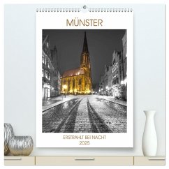 Münster - erstrahlt bei Nacht (hochwertiger Premium Wandkalender 2025 DIN A2 hoch), Kunstdruck in Hochglanz