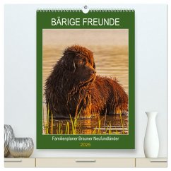 Bärige Freunde - Familienplaner Brauner Neufundländer (hochwertiger Premium Wandkalender 2025 DIN A2 hoch), Kunstdruck in Hochglanz