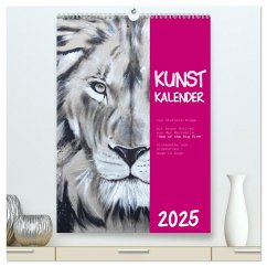 Kunstkalender Dickhäuter und Großkatzen - Auge in Auge (hochwertiger Premium Wandkalender 2025 DIN A2 hoch), Kunstdruck in Hochglanz