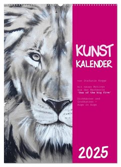 Kunstkalender Dickhäuter und Großkatzen - Auge in Auge (Wandkalender 2025 DIN A2 hoch), CALVENDO Monatskalender