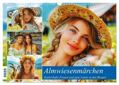 Almwiesenmärchen. Zauberhafte Frauen und gute Laune in den Bergen (Wandkalender 2025 DIN A3 quer), CALVENDO Monatskalender