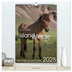 Mein ISLANDPFERDE Planer - Geburtstage, Hof-Feste, Turniere (hochwertiger Premium Wandkalender 2025 DIN A2 hoch), Kunstdruck in Hochglanz