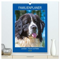 Familienplaner Landseer - Freund und Retter (hochwertiger Premium Wandkalender 2025 DIN A2 hoch), Kunstdruck in Hochglanz